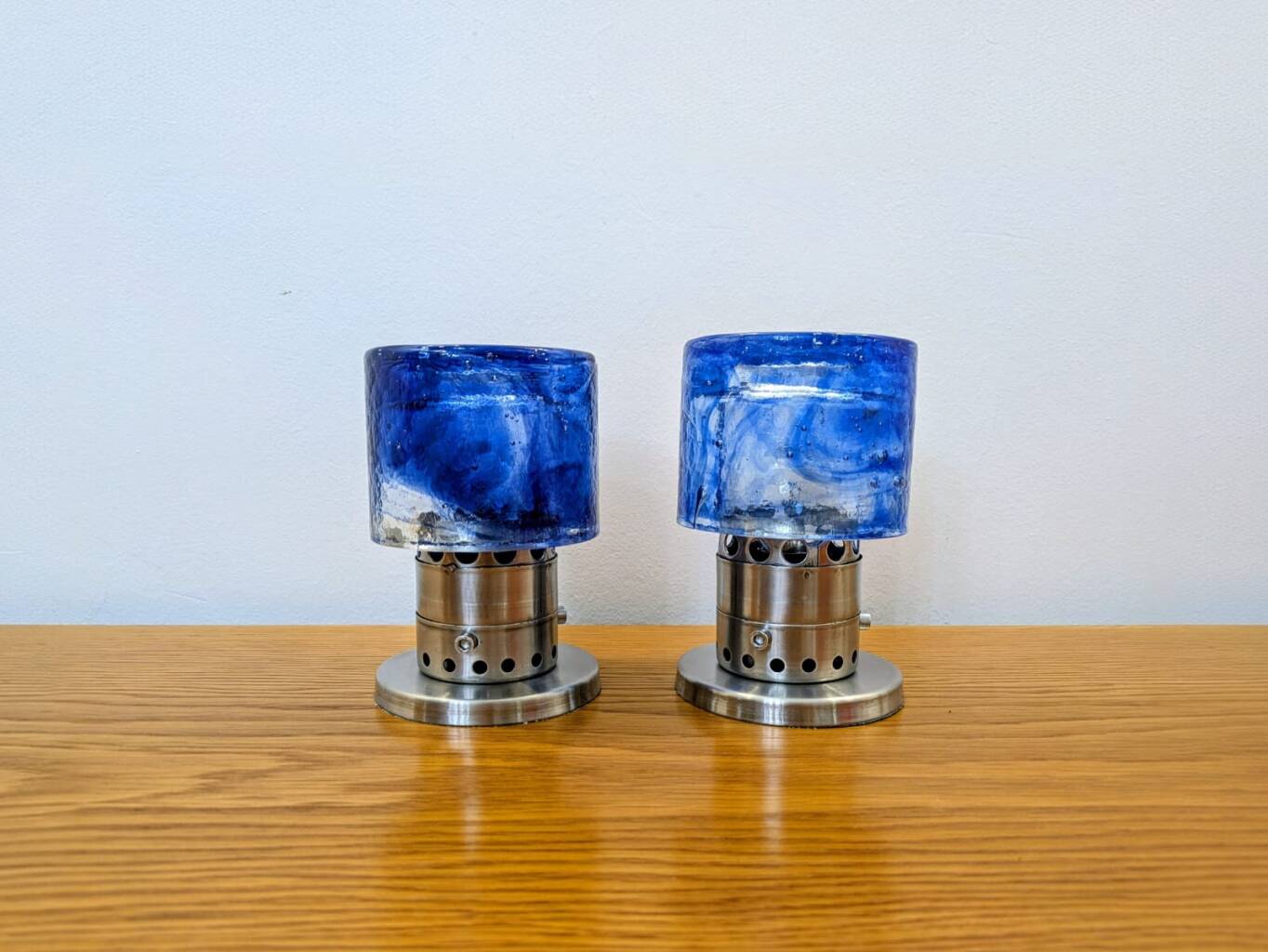 Pair of lamps by Carlo Nason for Mazzega, Murano, Italy, 1970s