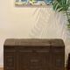 Brown leather and wood domed chest