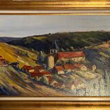 HST painting "Countryside landscape with village" signed G. Etave