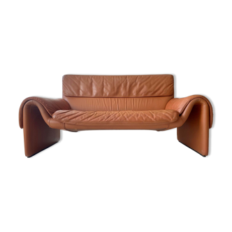 Vintage tawny leather sofa De Sede "2011", Switzerland 1980