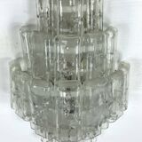 Pair of XL clear murano glass elements wall lamps produced in Italy during the 70s. Attributable to