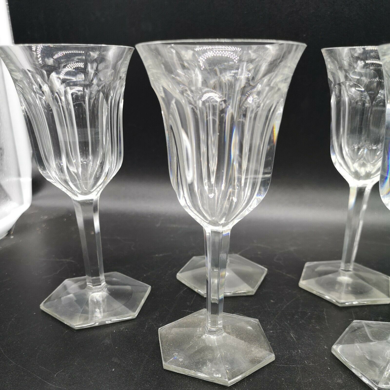 Series of 6 Baccarat model Malmaison wine glasses signed
