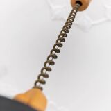 Temde Mid-Century Ceiling Light with dark charcoal silk shade and wooden center column