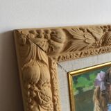 Oil on canvas young girl with chickens