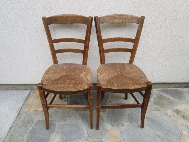 2 antique straw chairs