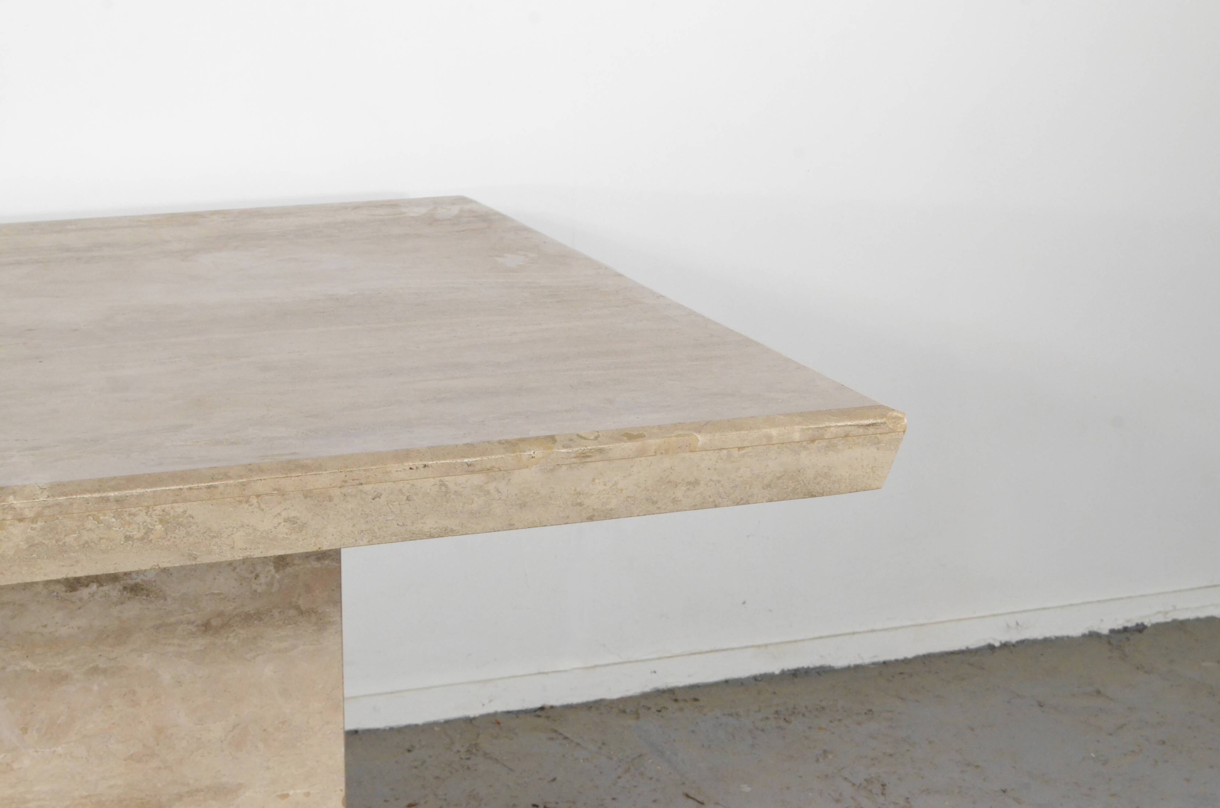 1970s Midcentury Italian Marble Minimalist Geometric Table