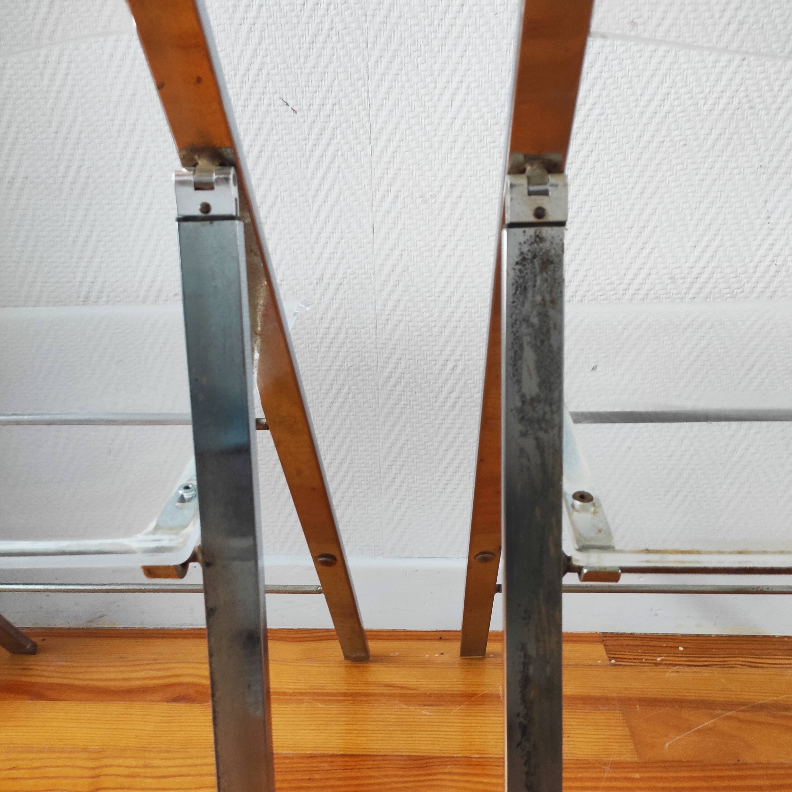 Pair of vintage 1970s plexiglass folding chairs