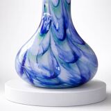 Large Murano vase in blown opaline glass with a flame pattern.