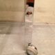 Table basse sur roulette 1970 chrome et verre fumé