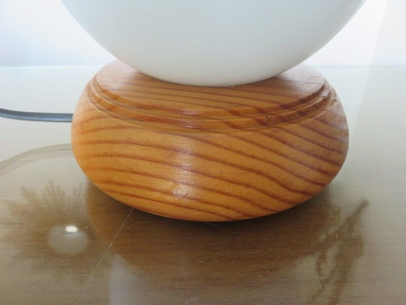 Scandinavian lamp in wood and white opaline ball 70s