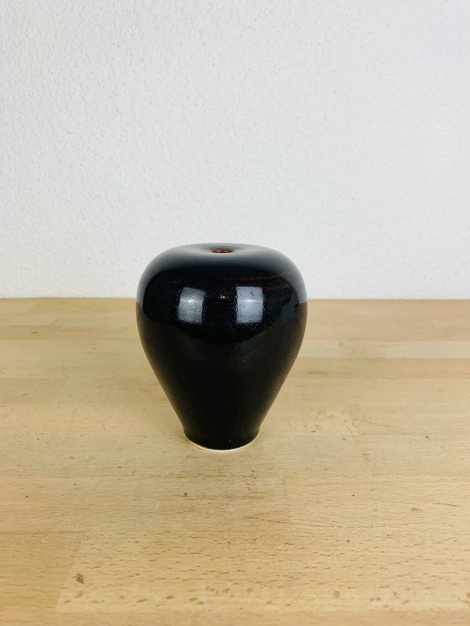 Black ceramic vase signed Comte, vintage