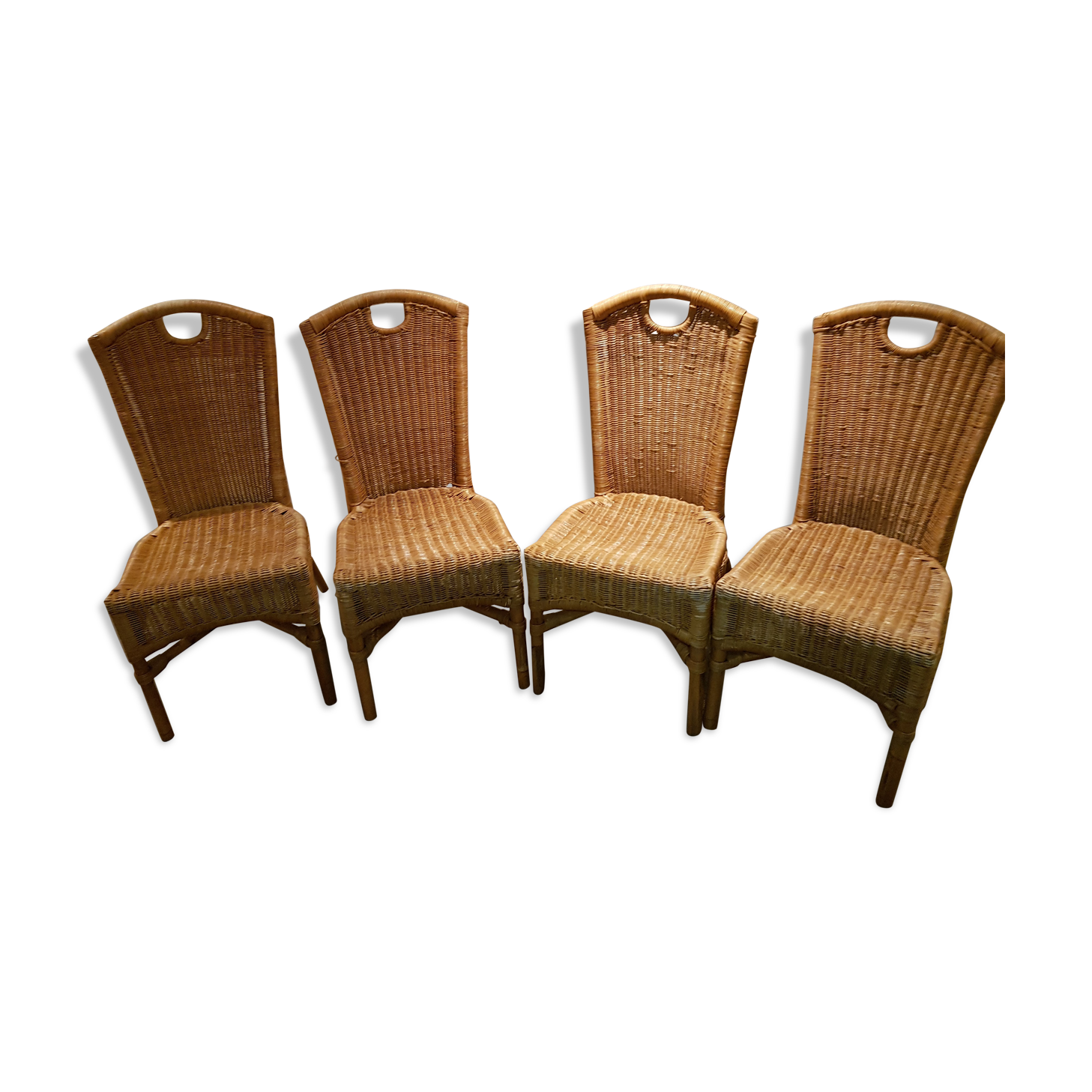 Lot de 4 chaises rotin, années 2000