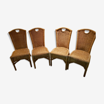Lot de 4 chaises rotin, années 2000