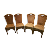 Lot de 4 chaises rotin, années 2000