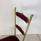 Chaise vintage hollywood regency brass and velvet années 1950
