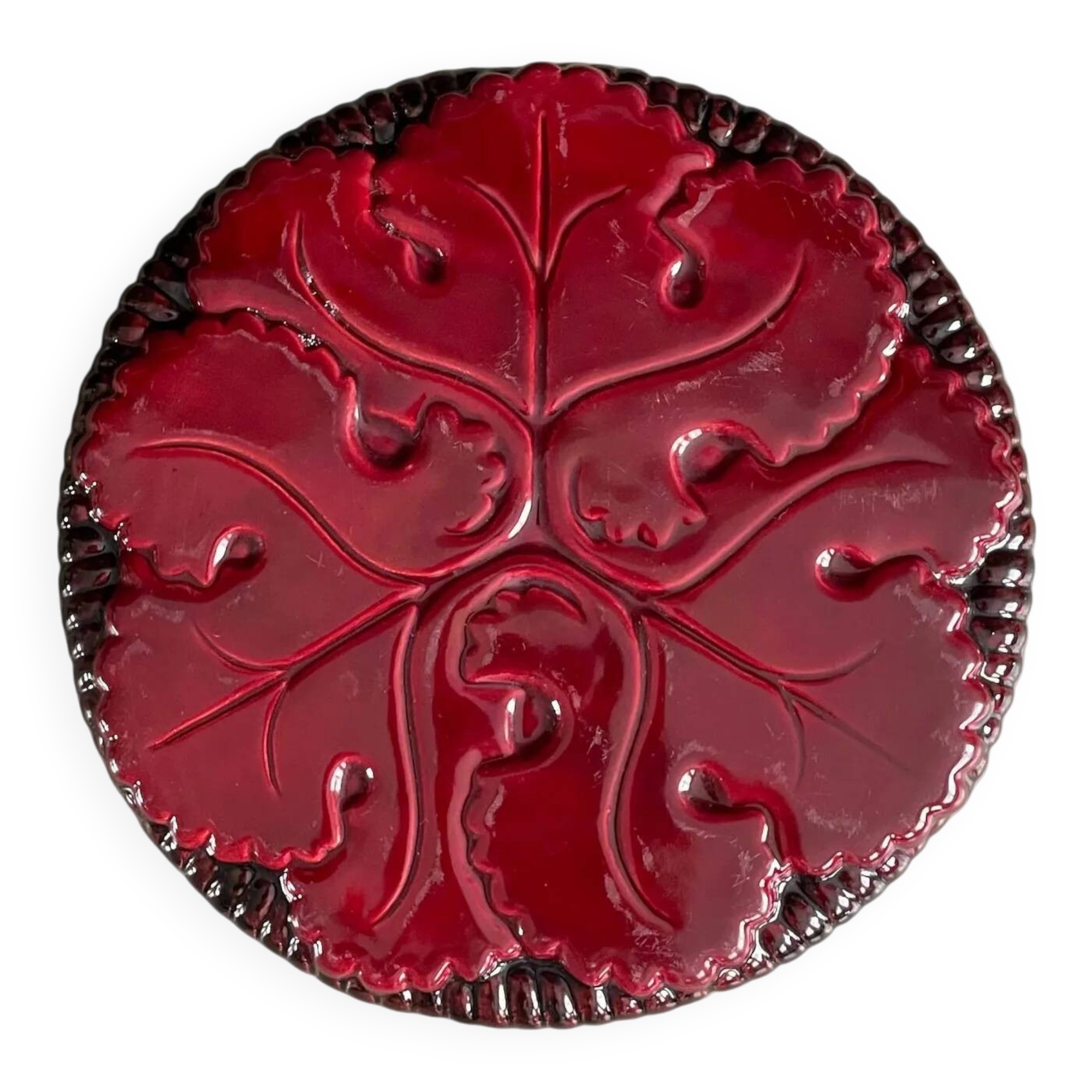 Burgundy ceramic trivet