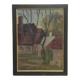 Swedish Oil on Canvas "Village House" by Unknown Artist Vintage & Framed 35x45cm