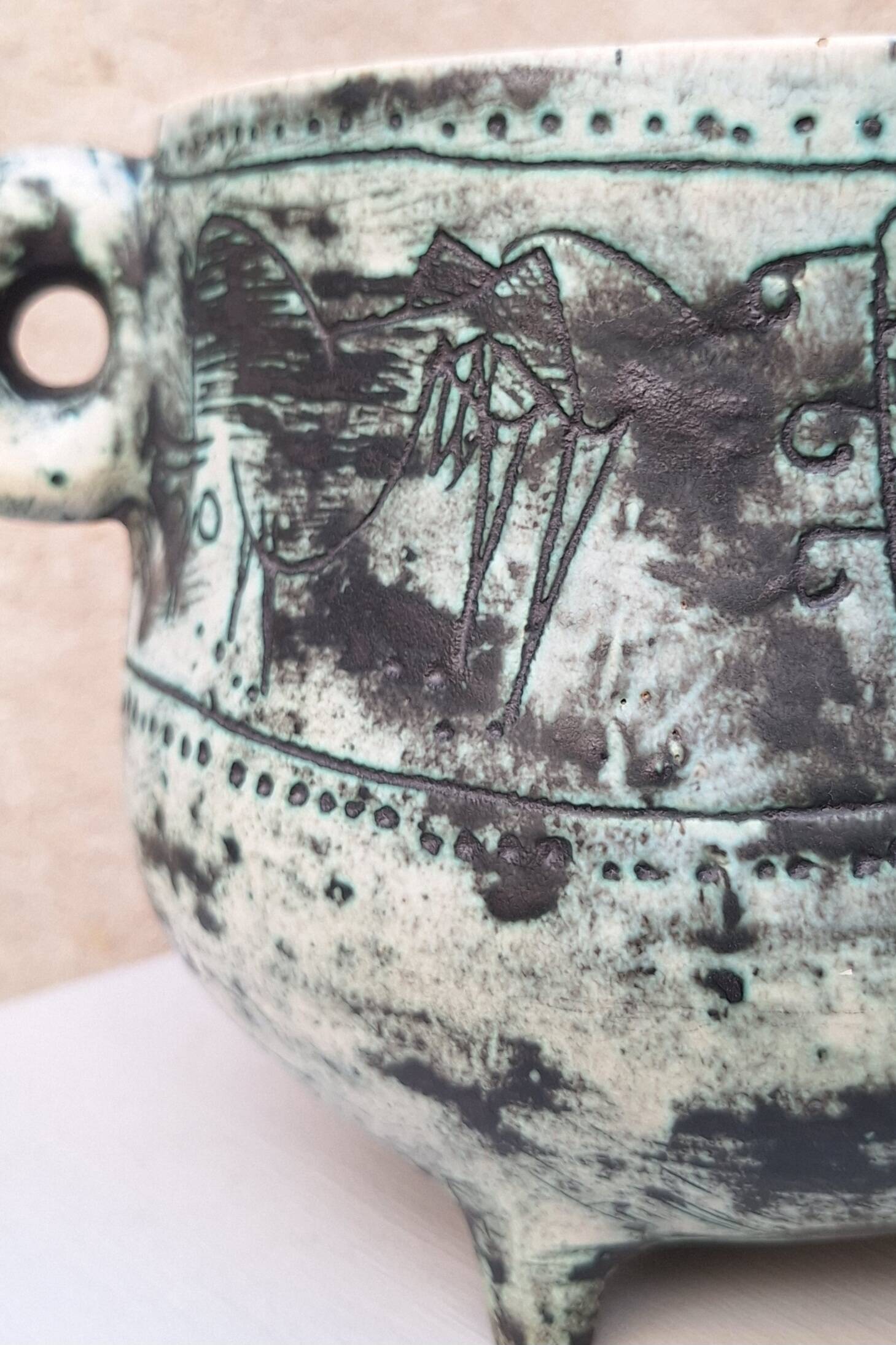 Vase or ceramic cauldron by Jacques Blin circa 50