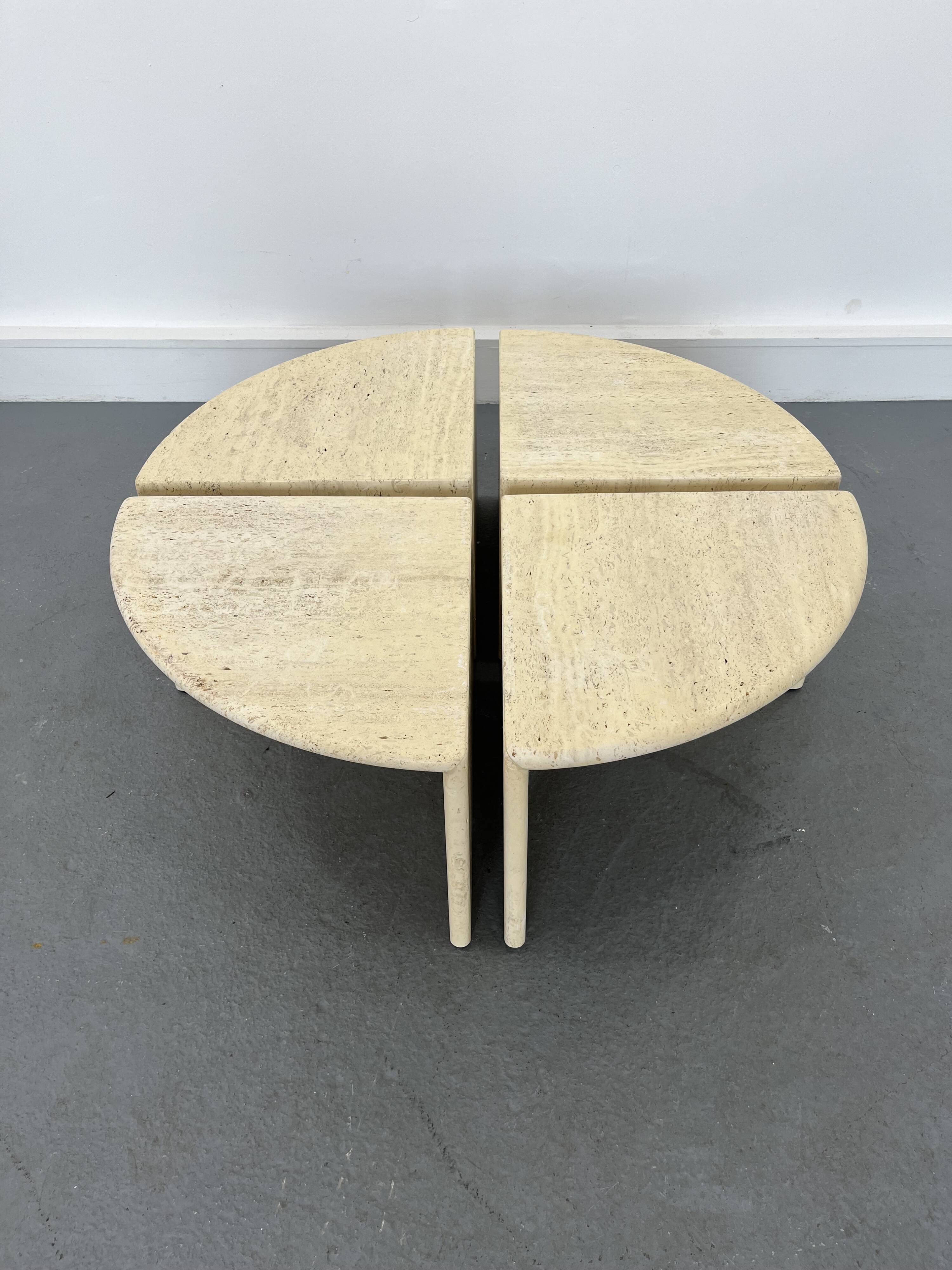 Italian Travertine Coffee or Side Tables, 1970s, Set of 4
