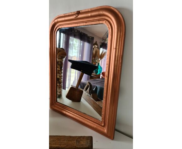 Miroir louis philippe cuivre 61 x 49 cm