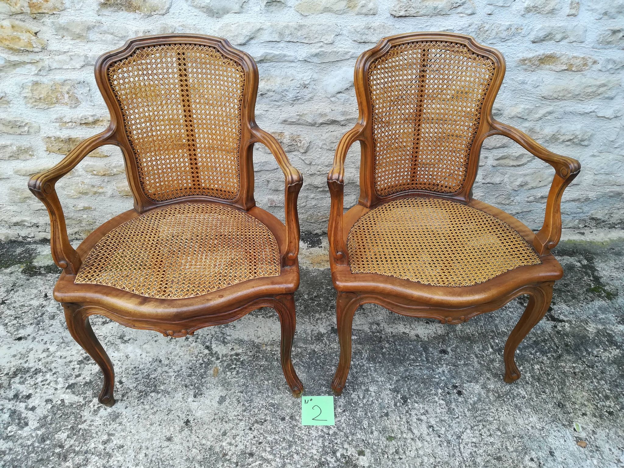 Caned armchairs in Louis XV style