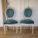 Pair of Louis XVI style medallion back chairs