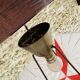 Vintage triangular ceiling light in glass and brass circa 1970s.