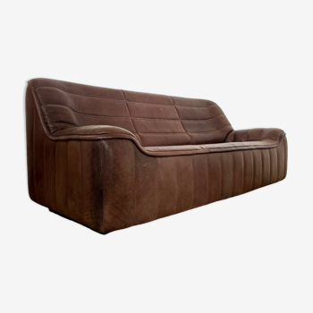 Canapé en cuir epais de buffle design De Sede DS-84 vintage 3 places