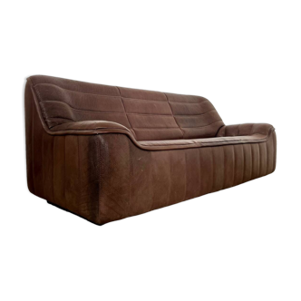 Canapé en cuir epais de buffle design De Sede DS-84 vintage 3 places