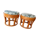 2 poufs en rotin vintage des années 70-80