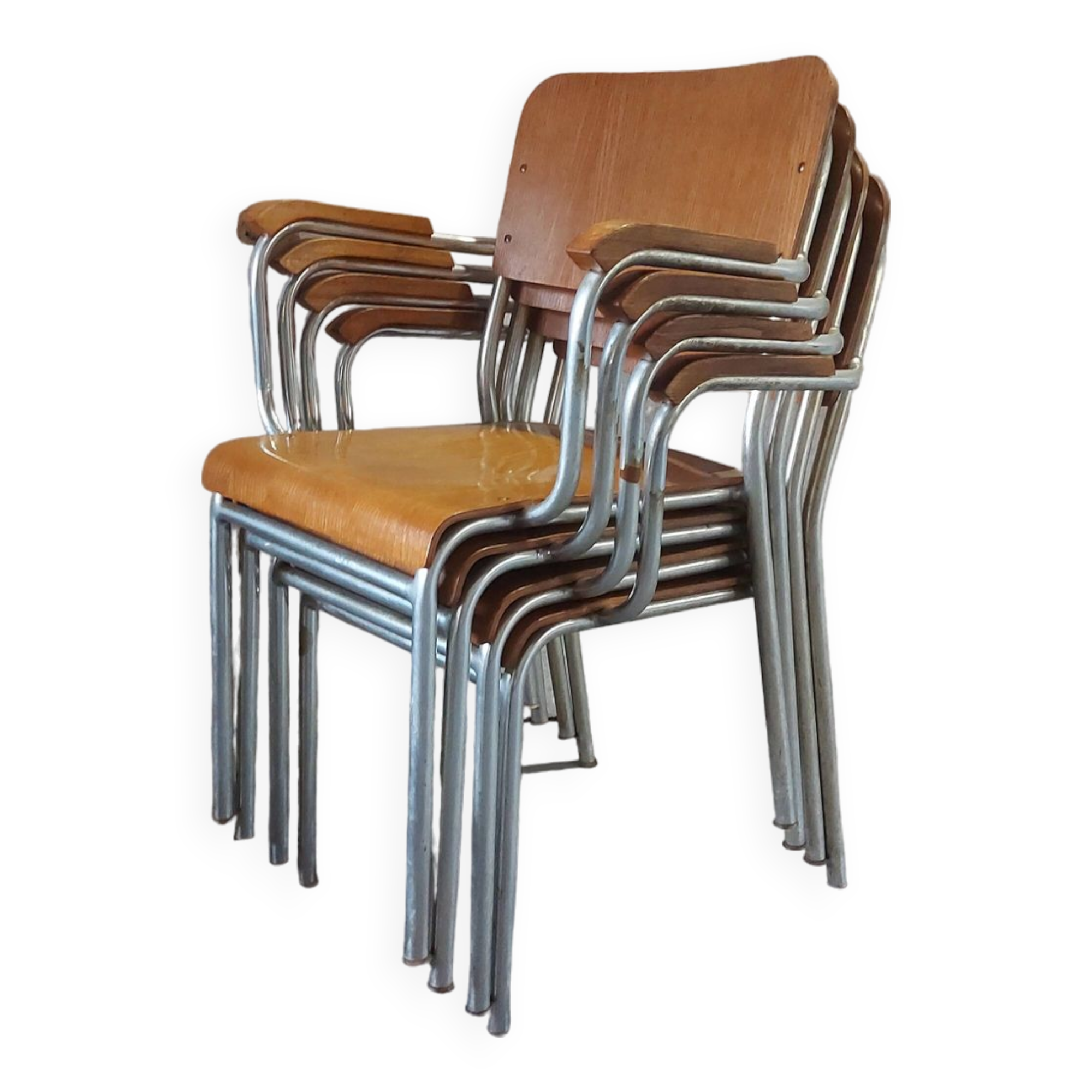 Fauteuil en bois et aluminium par Alpos, années 1970