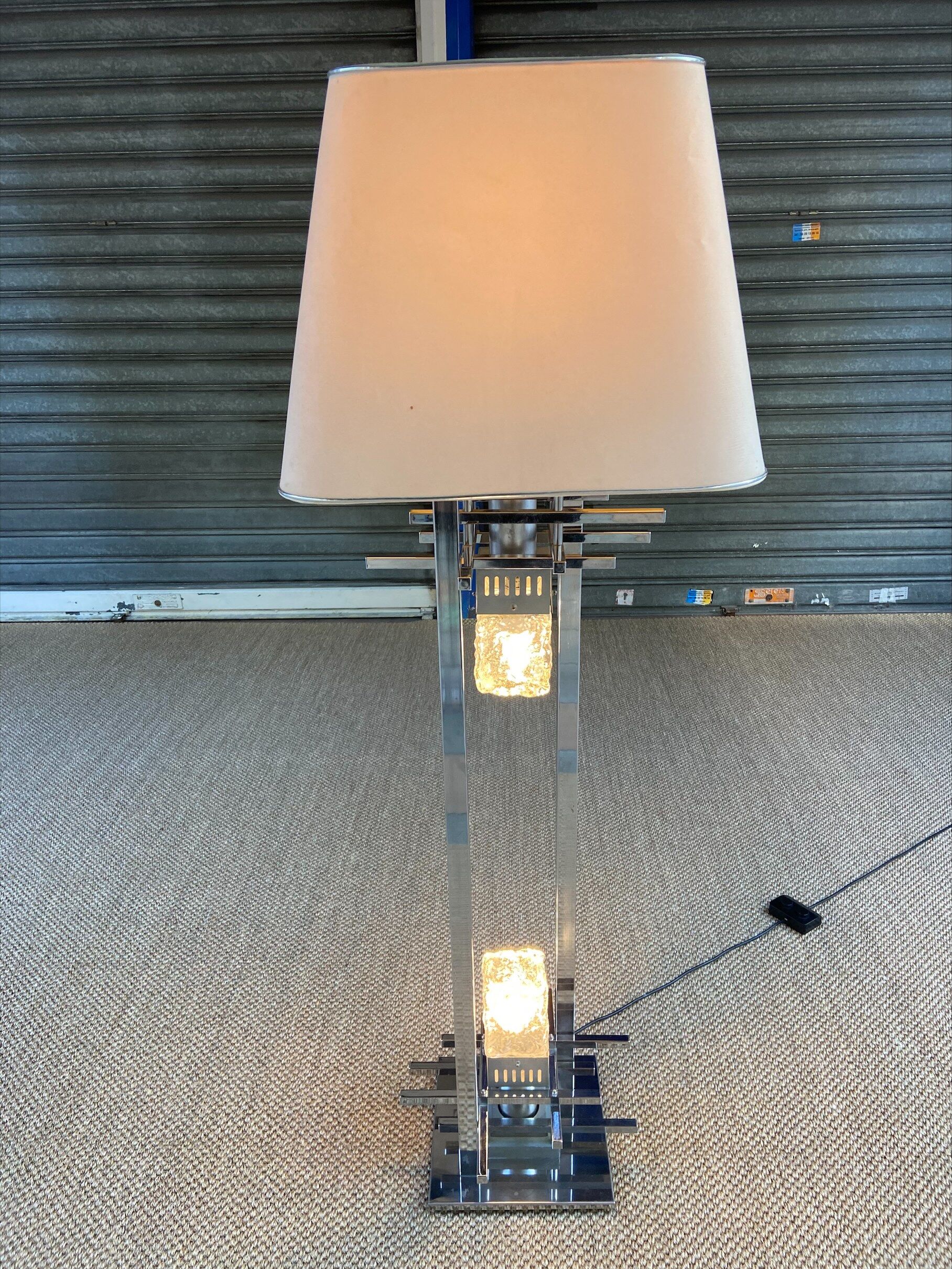 Floor lamp In stainless steel and Murano glass