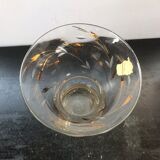 Vase art glassware Beaulieu glass decor vintage golden flowers