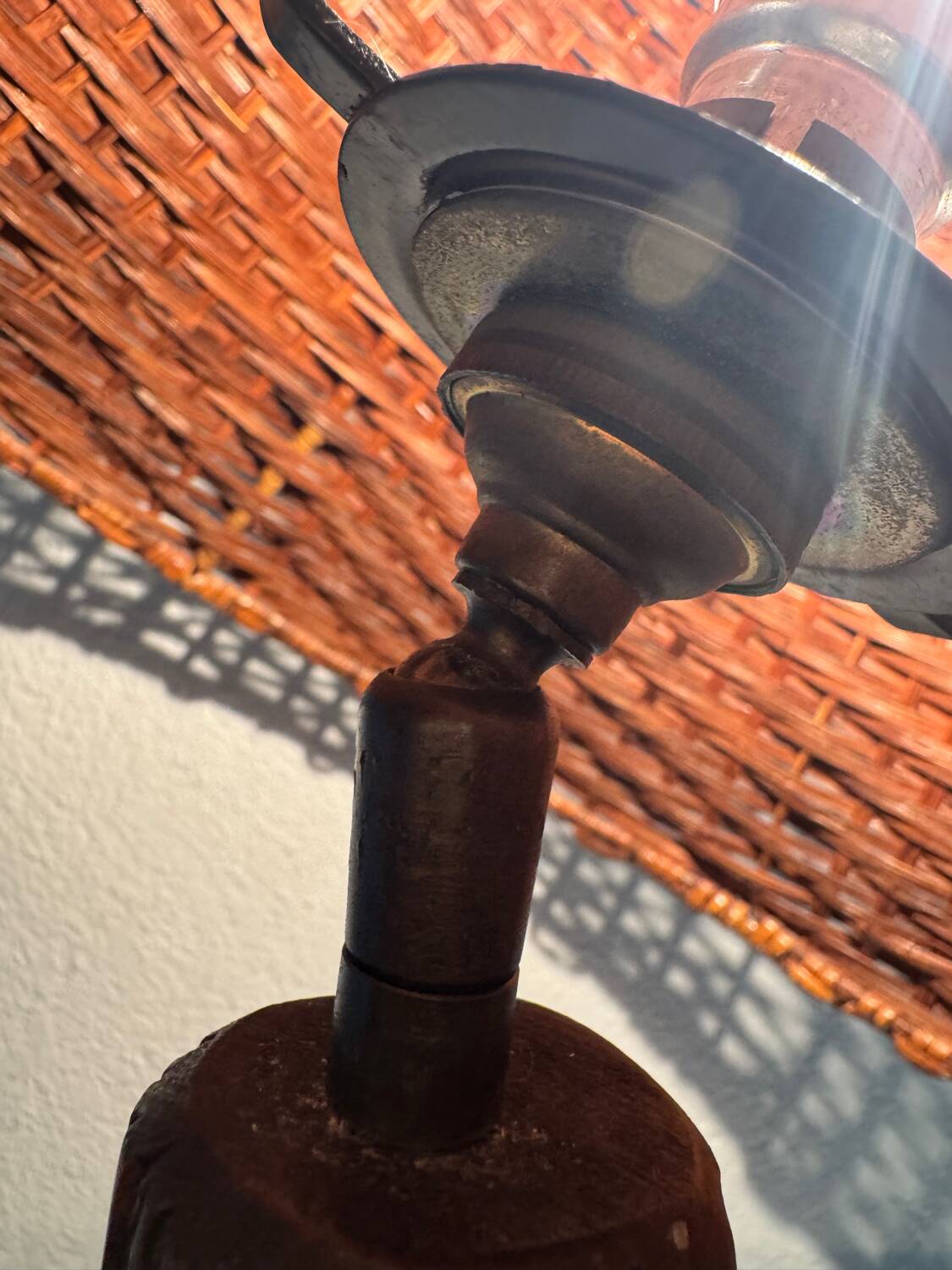 Floral carved wood lamp from the 60s