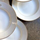 6 monogrammed Paris porcelain soup plates