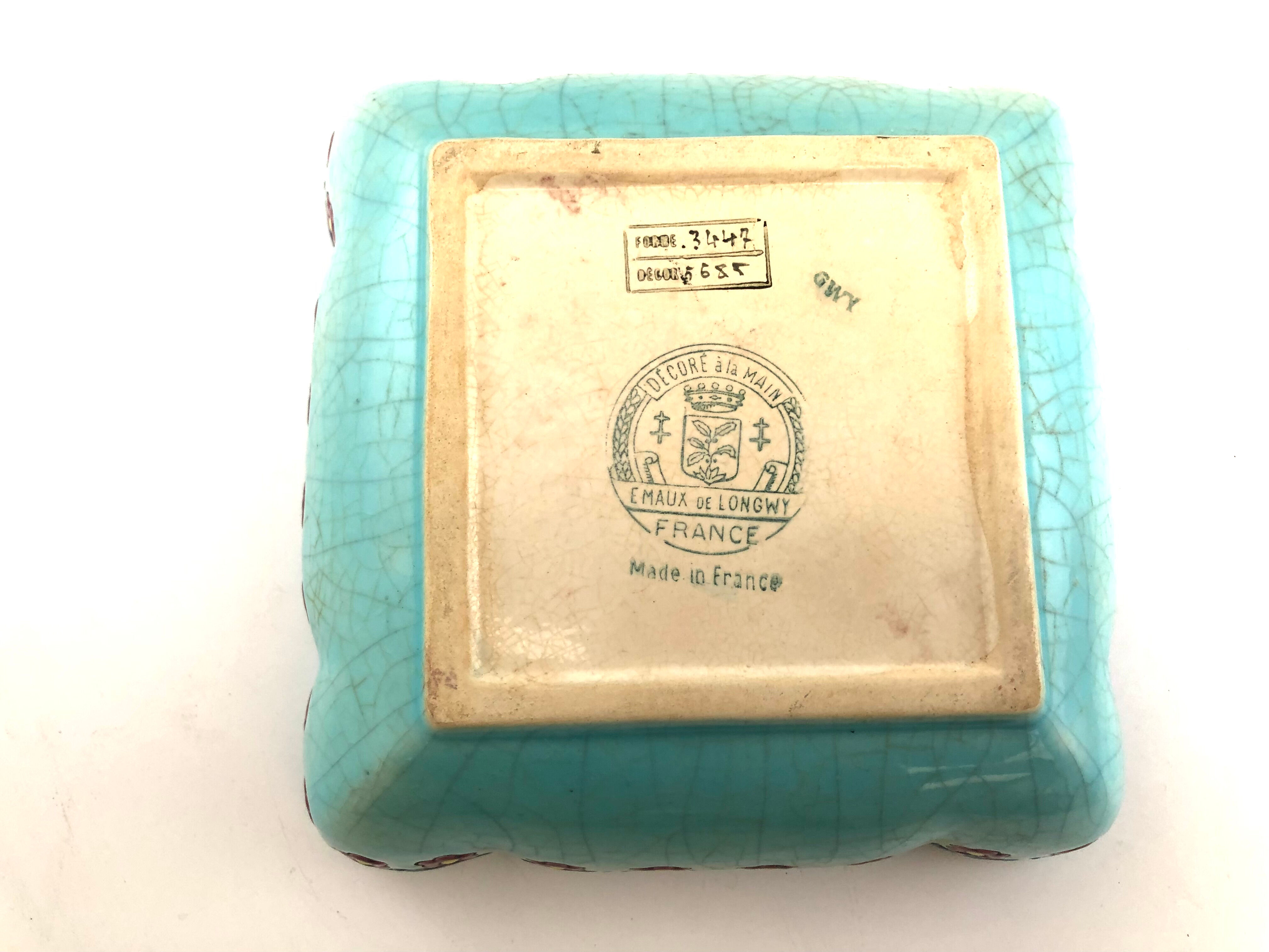 Square cut in blue Longwy enamels