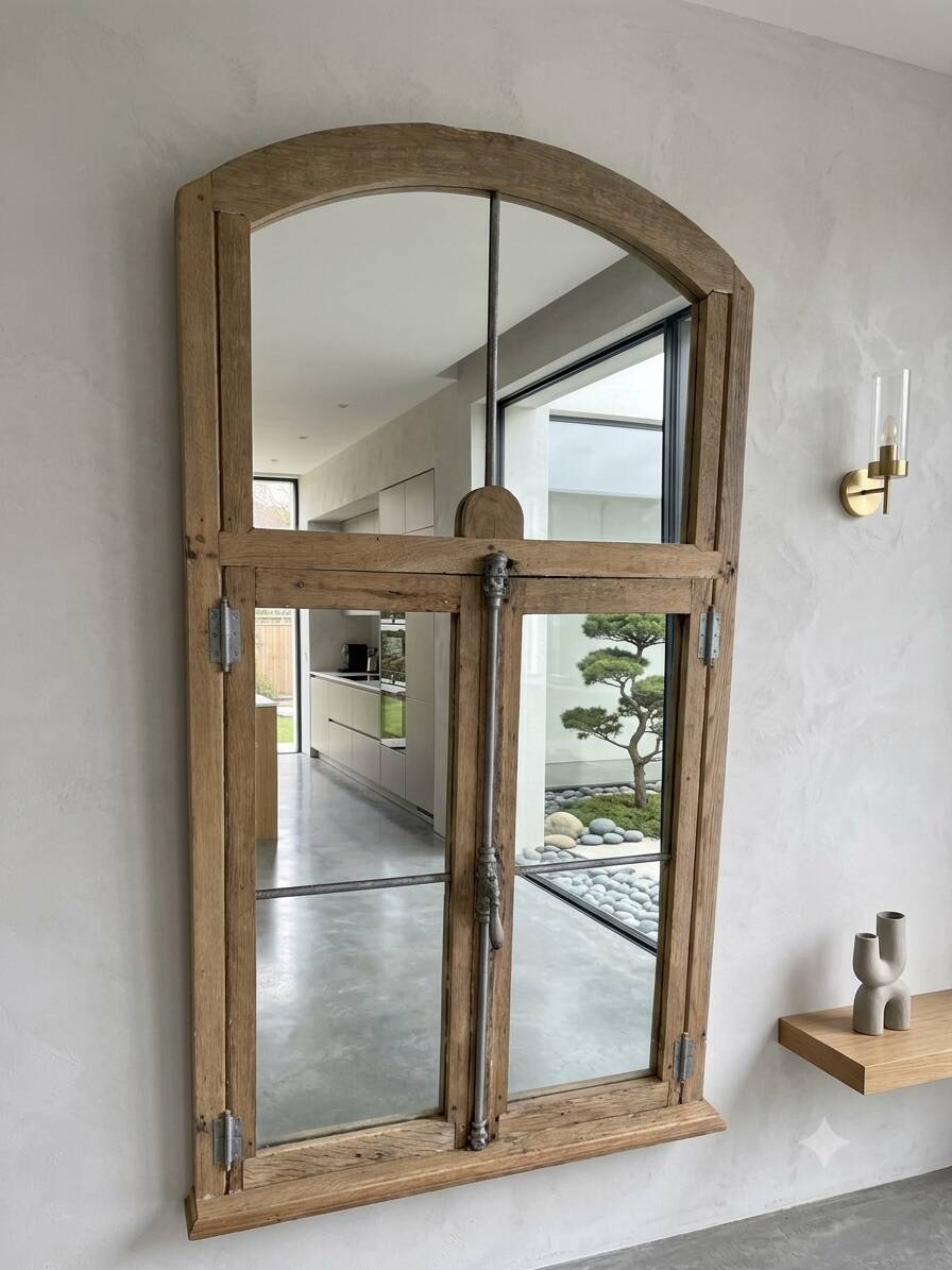 Eighteenth-century oak window mirror.