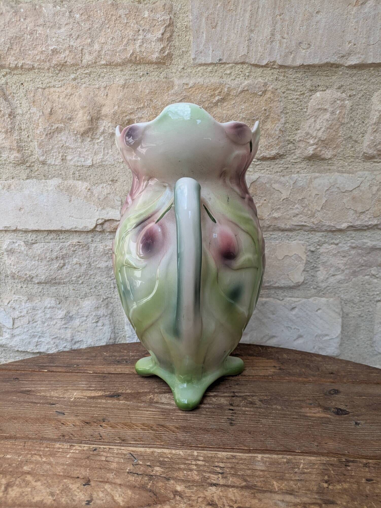 Art Nouveau barbotine vase Gerber Prestige Paris with floral decoration