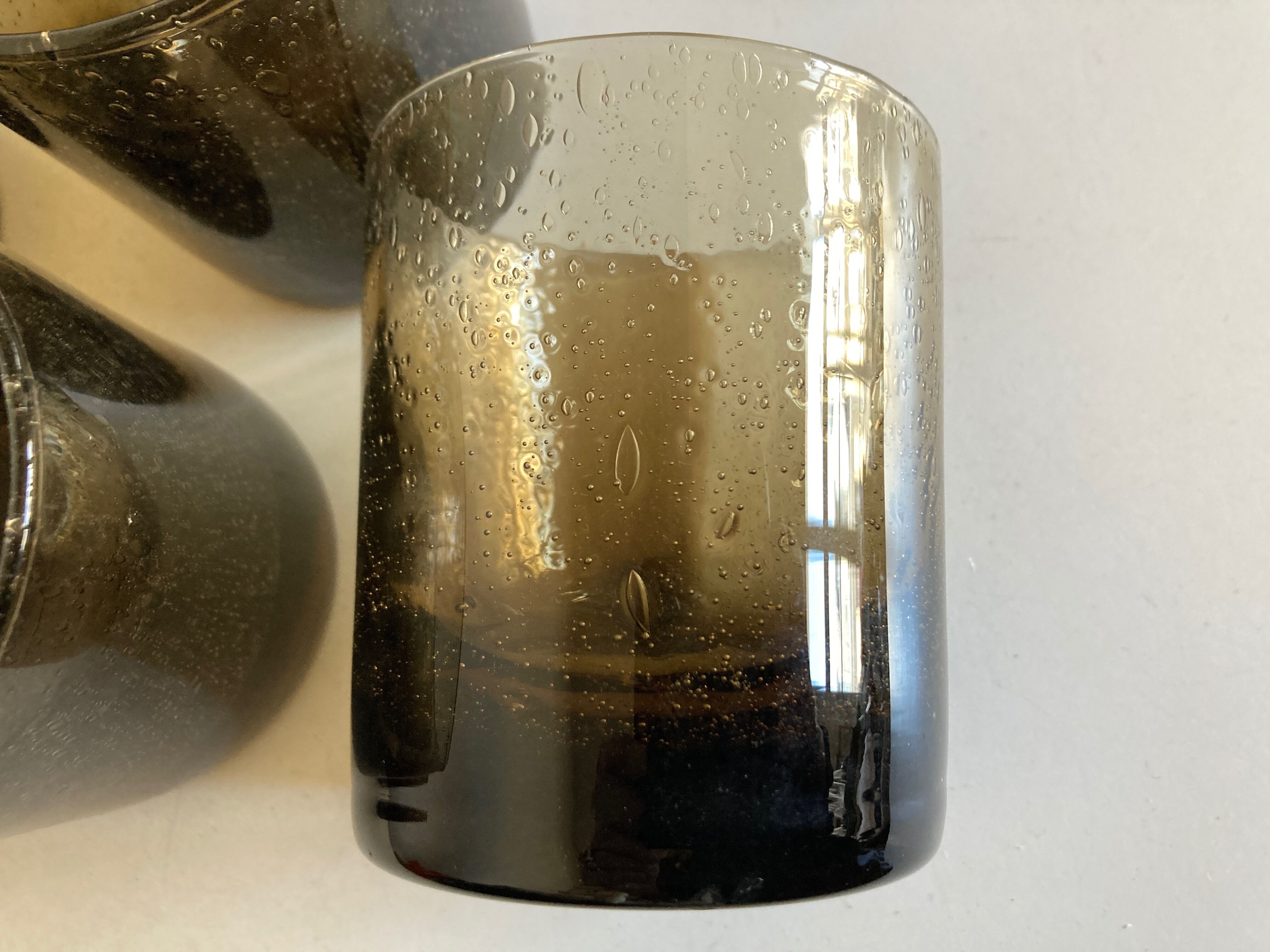 Set de 6 verres gobelets en verre bullé 1970