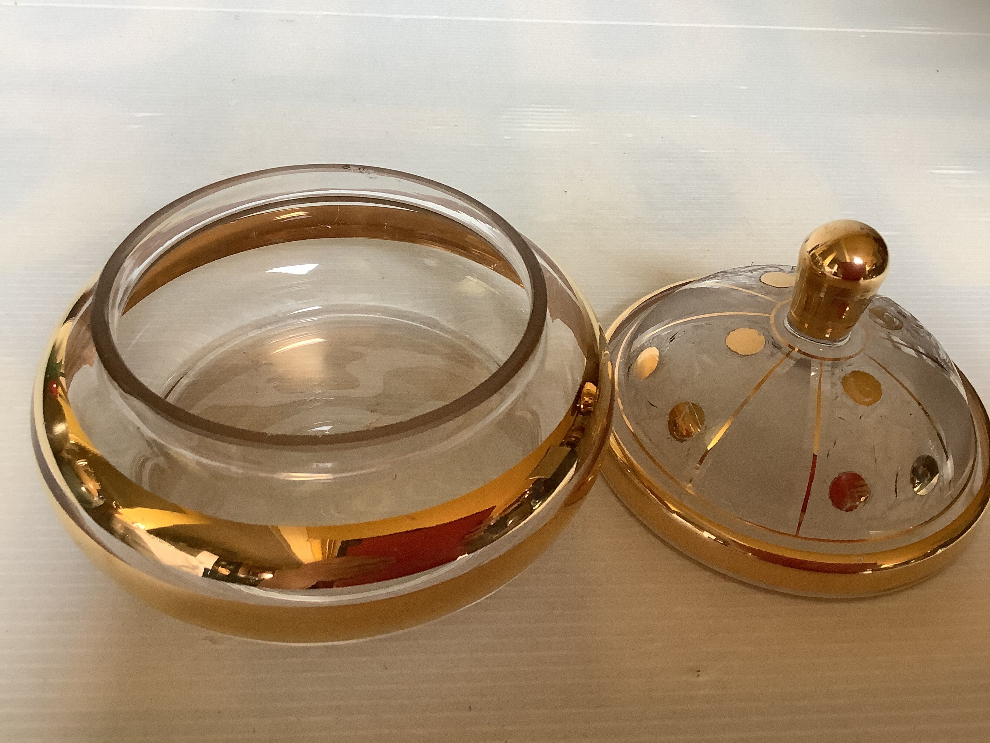 Frosted and gold glass sweet box