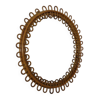 Small filigree Italian bamboo mirror, 1950s