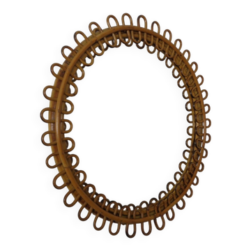 Small Filigree Italian Bamboo Mirror, 1950s