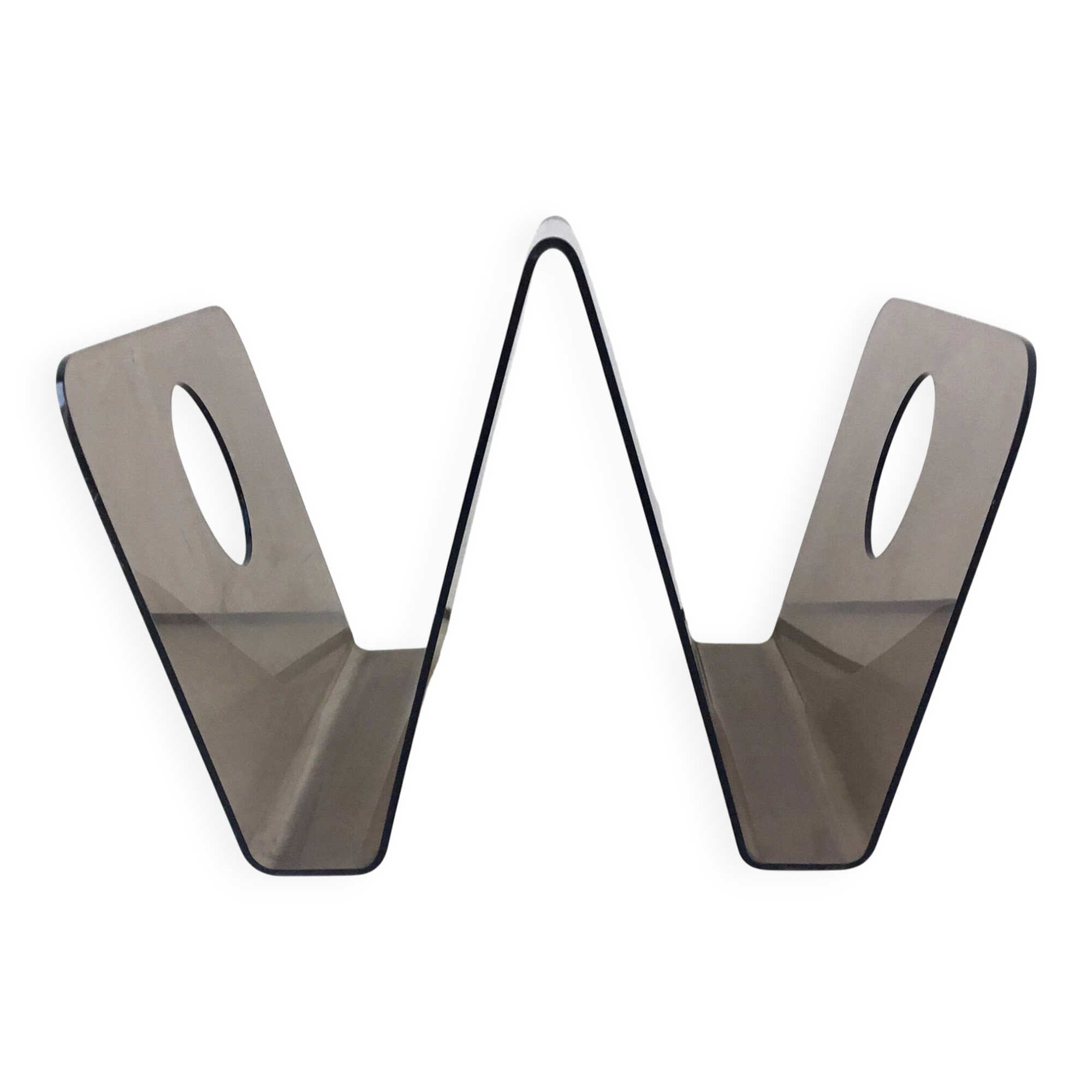 Acrylic magazine rack in the shape of a W - 1970s design.