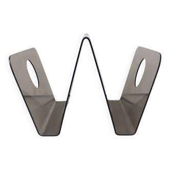 Acrylic magazine rack in the shape of a W - 1970s design.