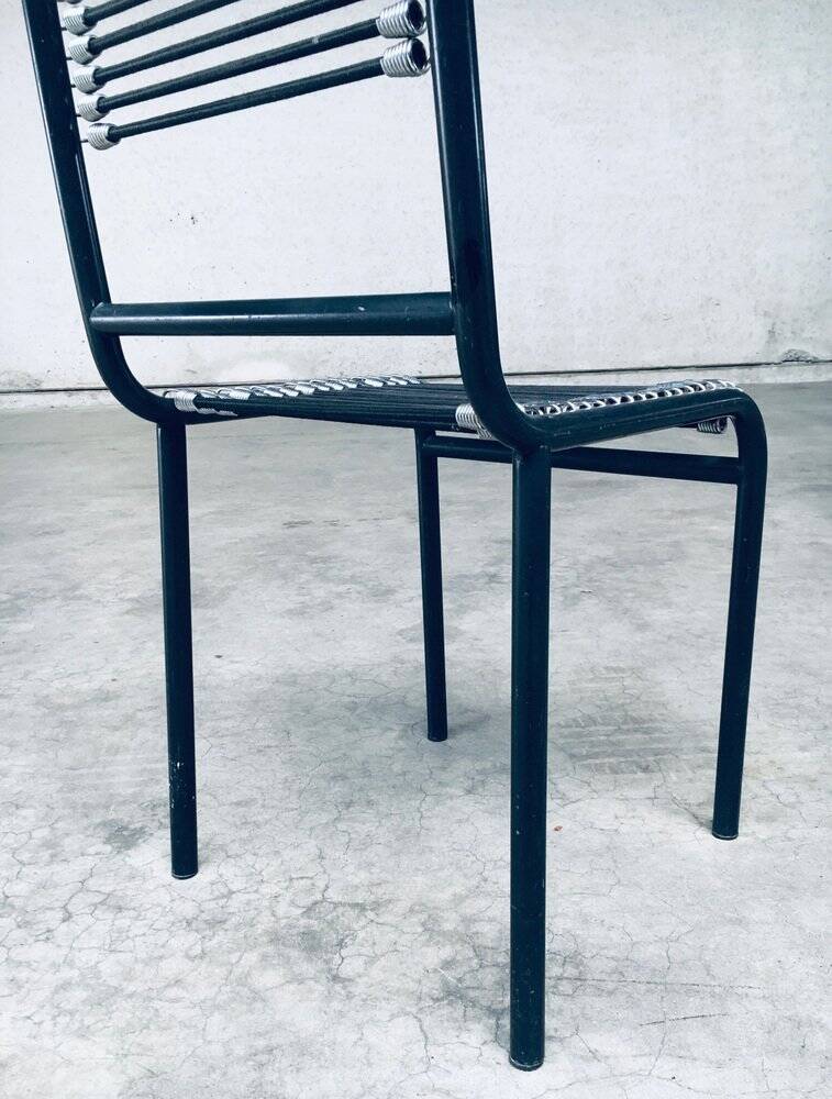 Postmodern sandows chairs attributed to rene herbst for ecart international, 1980s, set of 6