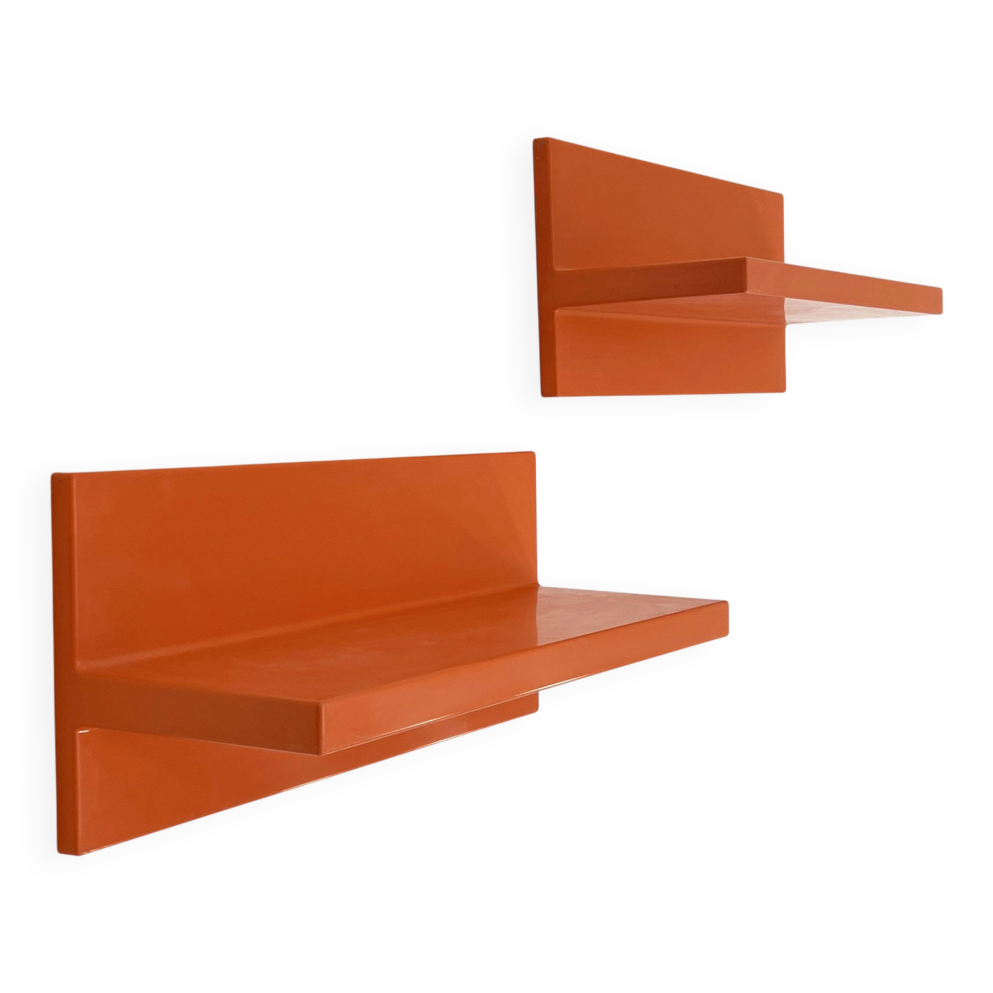 Paire d'étagères oranges par Marcello Siard pour Kartell, 1970