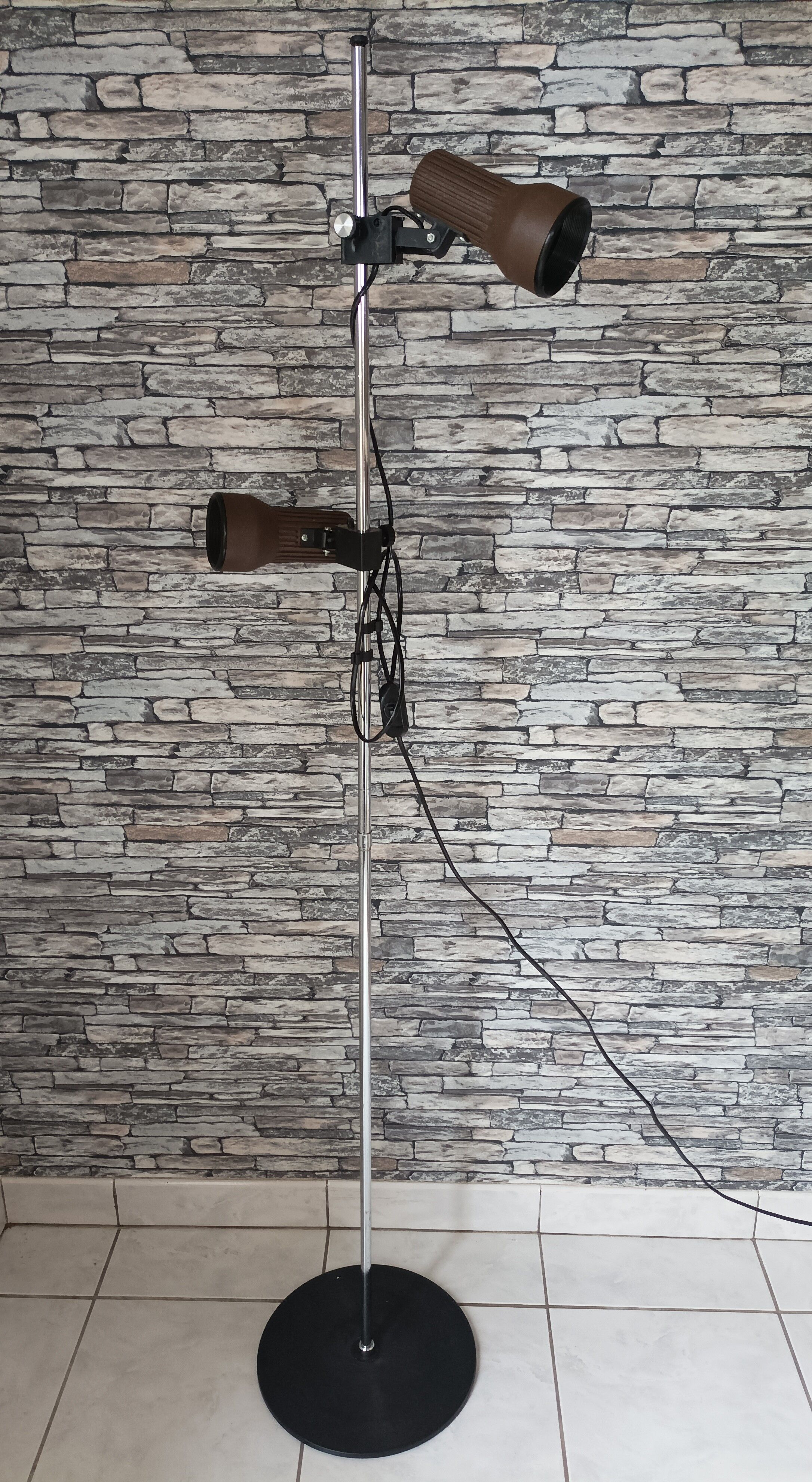 Lampadaire spots marron 1980