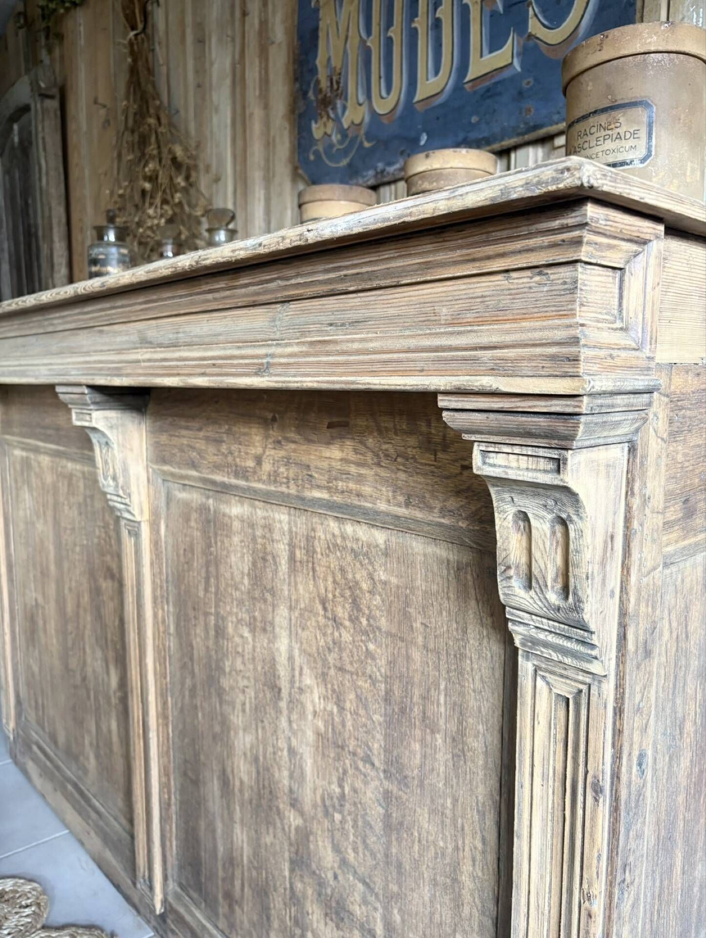 Magnificent Antique Oak Trade Counter with Numerous Drawers