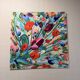 Quadriptyque de peintures abstraites florales au couteau JP Accault