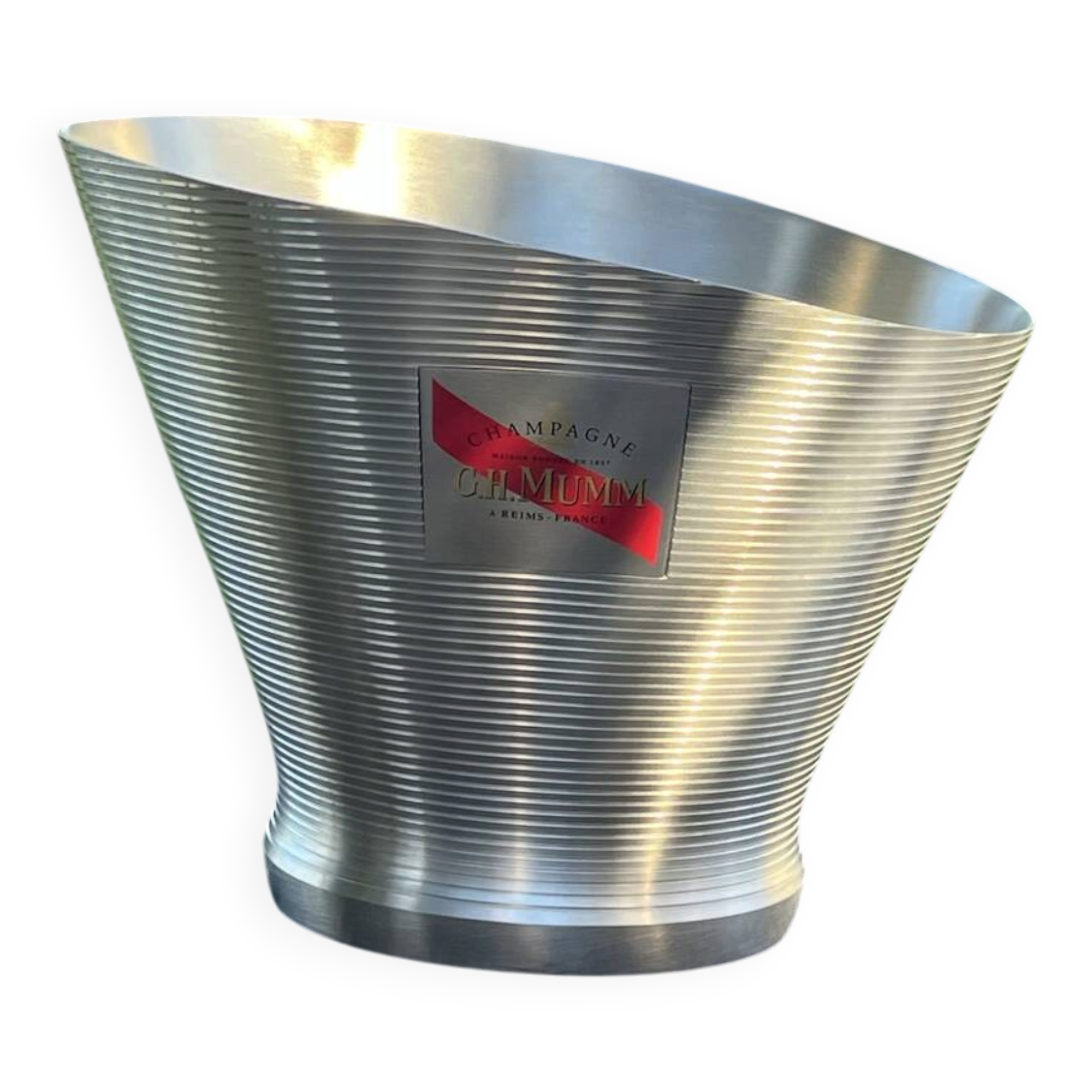 Mumm champagne bucket, vintage pewter vasque